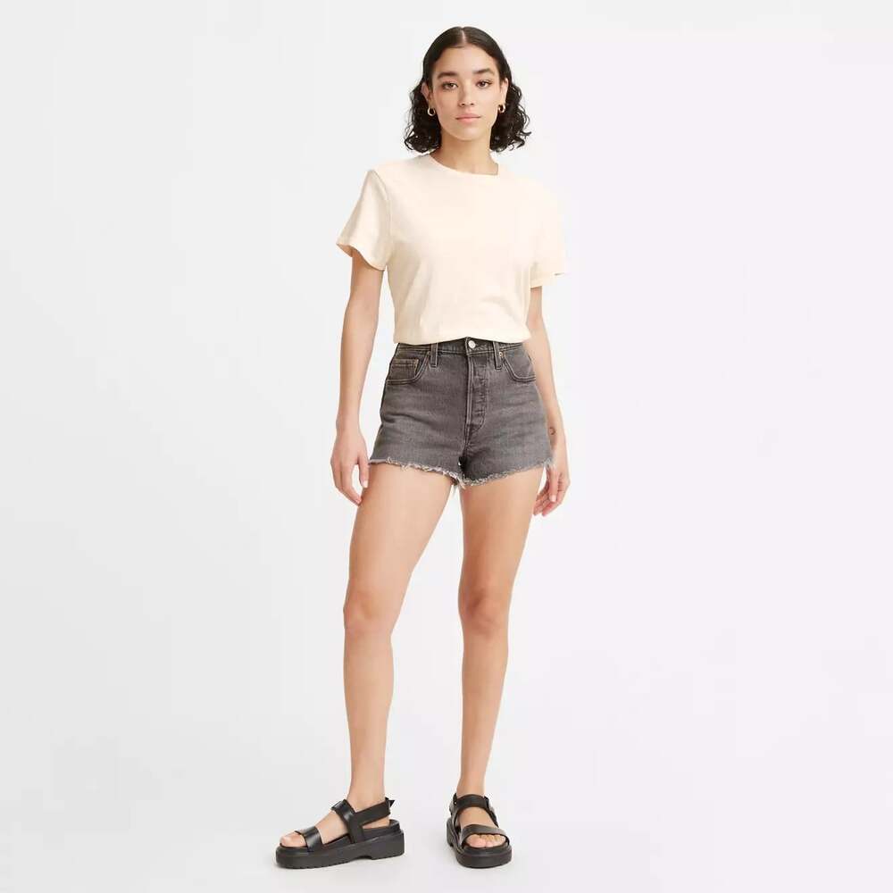 Levi's premium 501 Original Fit High Rise Shorts black retro grunge edgy 26 VGUC
